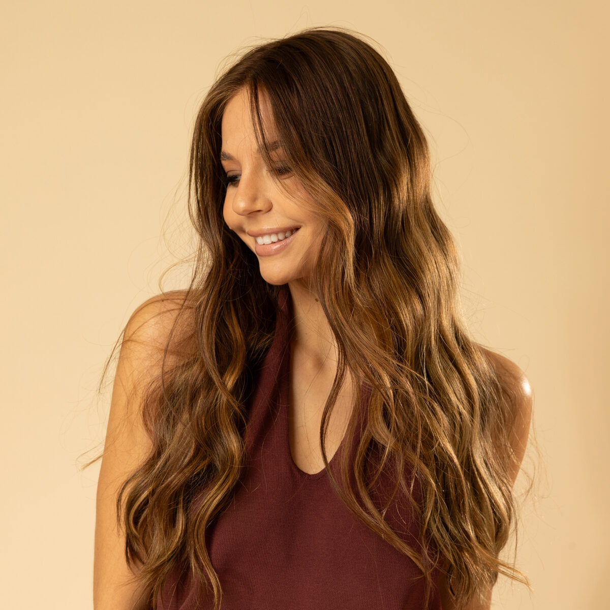 Image de Perruque en cheveux naturel vierge - Longue 45 cm - chatain