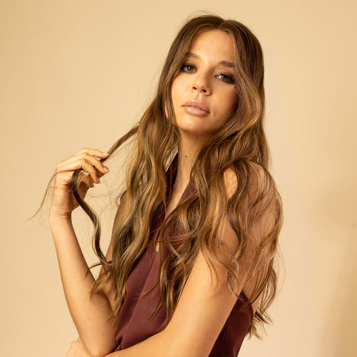 Image de Perruque en cheveux naturel vierge - Longue 45 cm - chatain