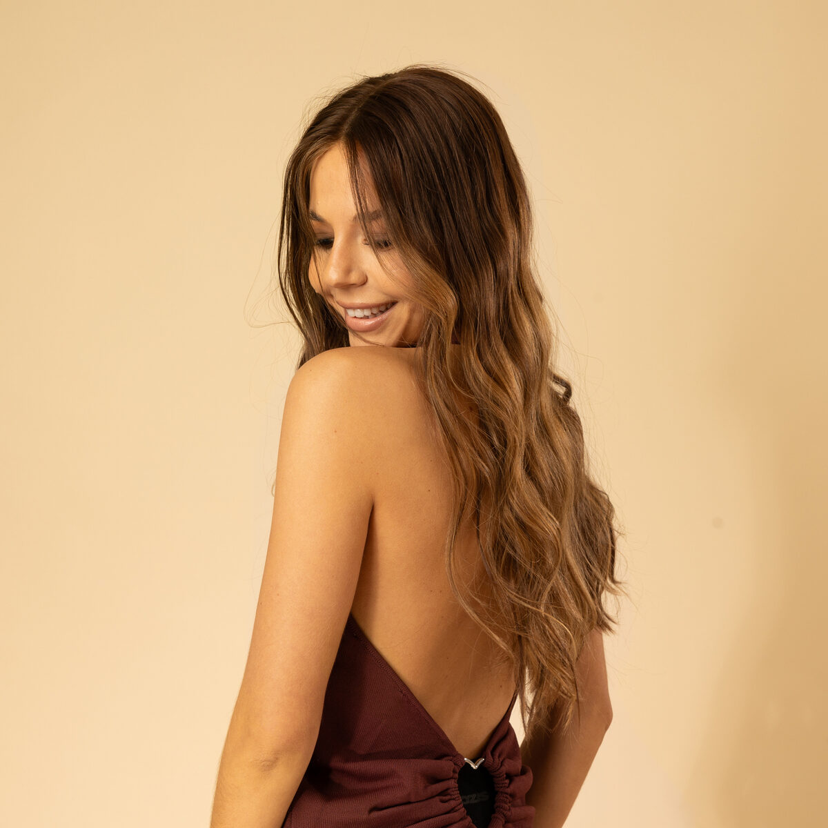Image de Perruque en cheveux naturel vierge - Longue 45 cm - chatain