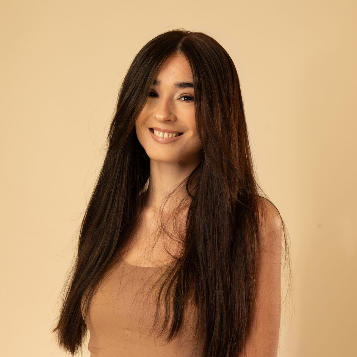 Image de Perruque en cheveux naturel vierge - Longue 30 cm - brun foncé