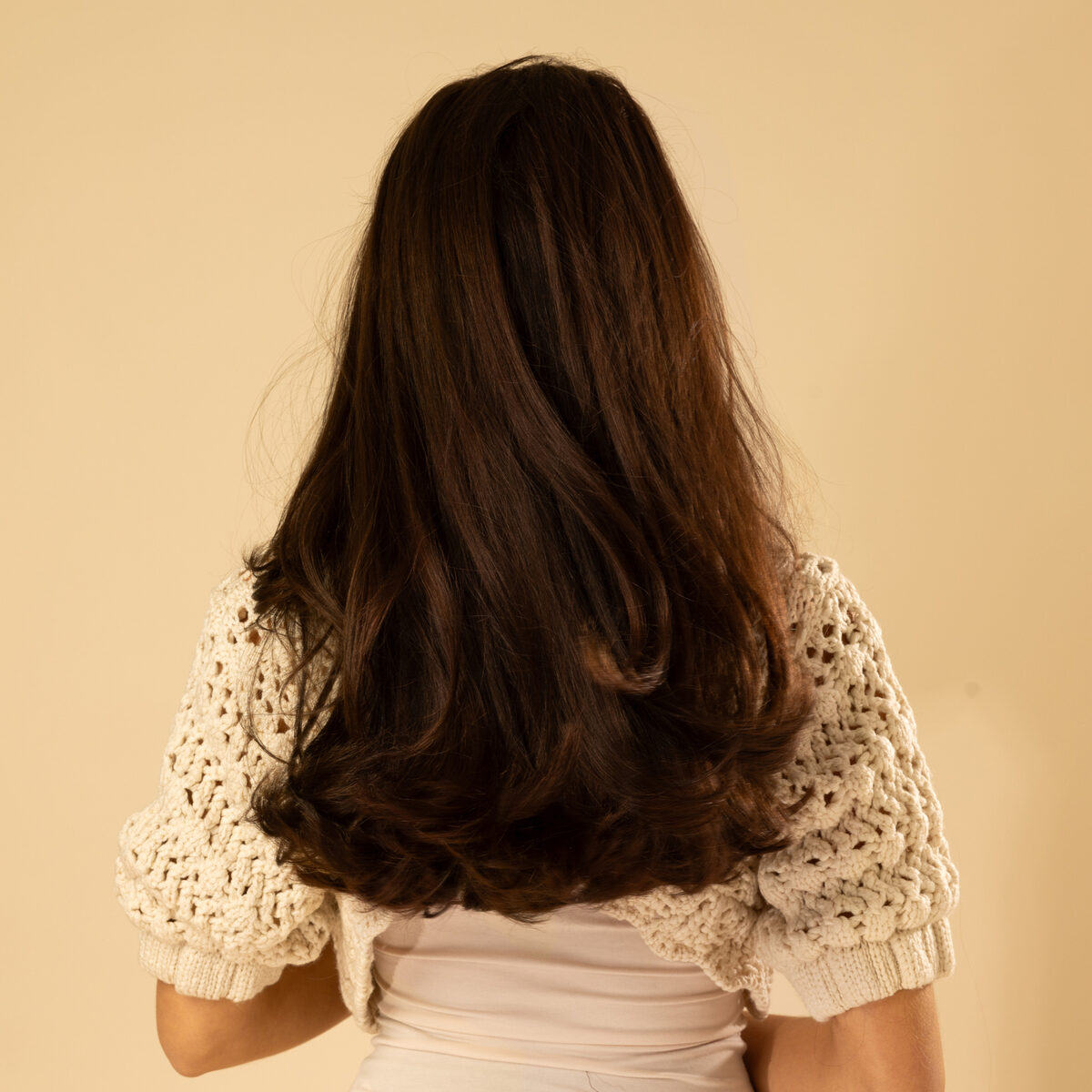 Image de Perruque en cheveux naturel vierge - Longue 35 cm - chatain