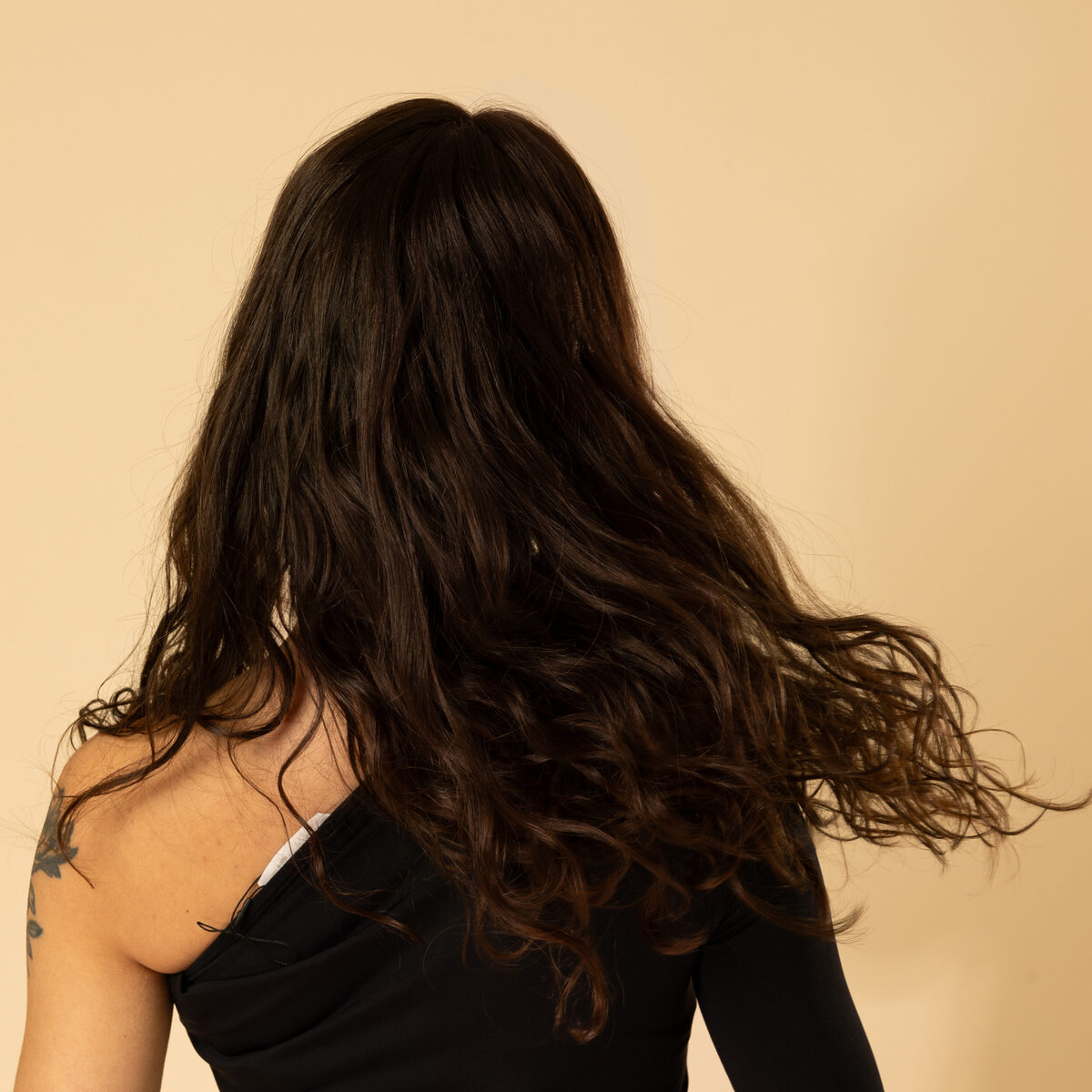 Image de Perruque en cheveux naturel vierge - Longue 30 cm - brun foncé