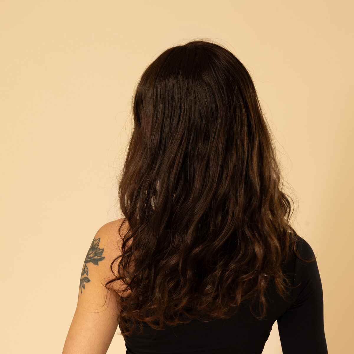 Image de Perruque en cheveux naturel vierge - Longue 30 cm - brun foncé