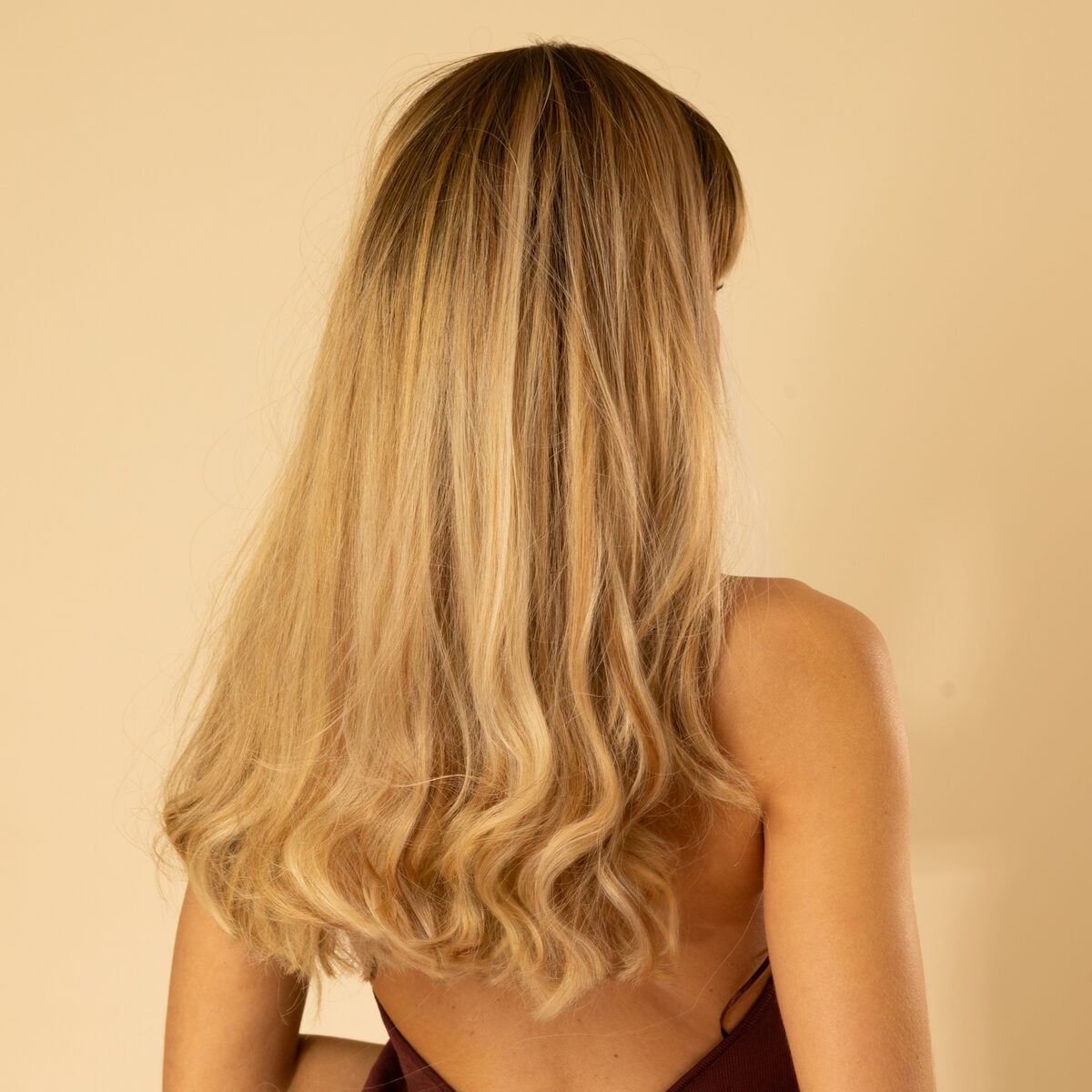 Image de Perruque frange en cheveux naturel vierge - Longue 35 cm - chatain